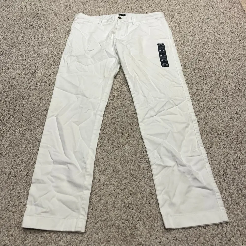NEW J Crew Slim Fit Flex Chino Pant 34x32 White Mens Preppy Coastal Summer